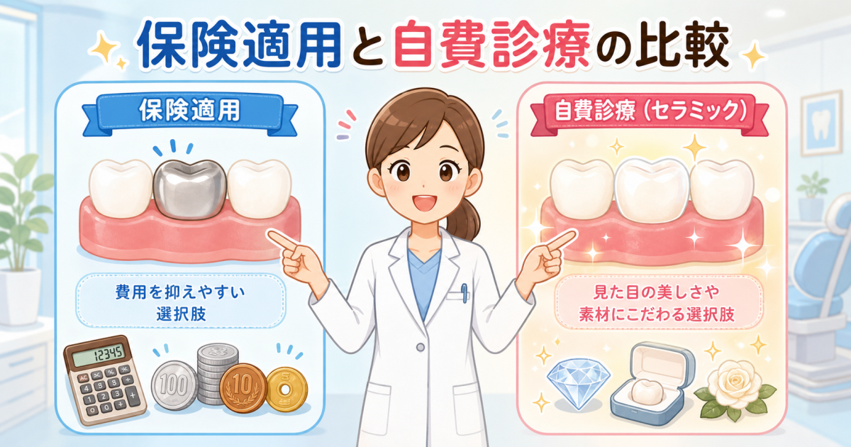 銀歯から白い歯へ変える2つの選択肢！保険適用と自費（自由診療）の費用・特徴比較