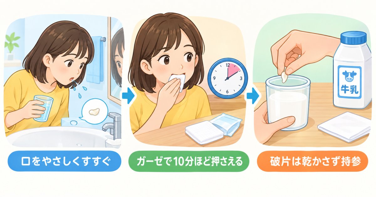 前歯が欠けた直後の応急処置は、この順番で
